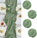 4 Pack Sage Green Cheesecloth Table Runner for Birthday Party Home Decor by IVAPUPU