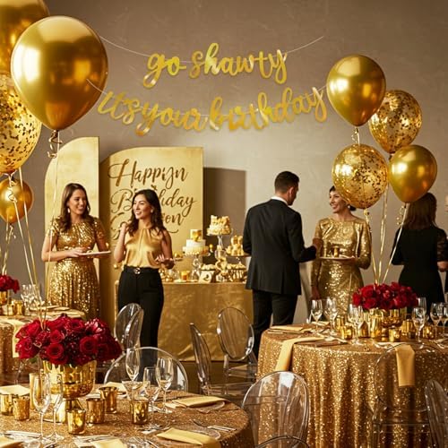 BEISHIDA Bright Gold Pre-Strung Go Shawty It's Your Birthday Banner Decor - Image 5