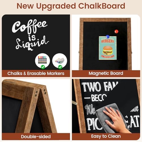 Chezerra A Frame Chalkboard Sign, 40"x20", Brown - Image 3