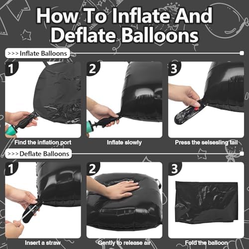 NISOCY 25PCS Metallic Black Square Foil Balloons Wall Backdrop - Image 3