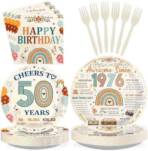 96Pcs Awesome Since 1976 Birthday Decorations for Back in 1976 Serves 24 by Greencian