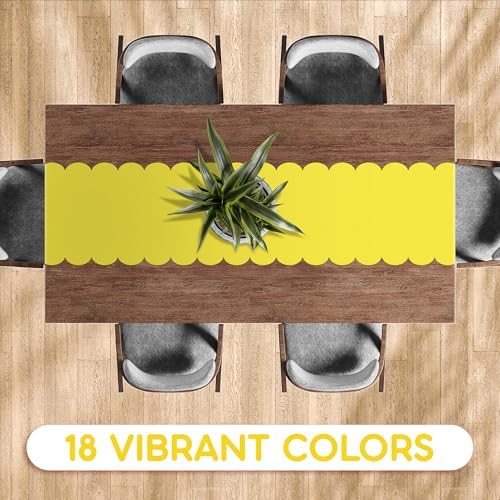 Yellow Scallop Table Runner, Disposable Plastic, 5 Pack, 14x108in - Image 5