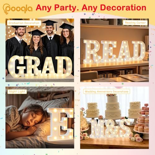 Pooqla LED Marquee Letter Lights Sign, Light Up Alphabet Letter for Home Party Wedding Decoration D - Image 6