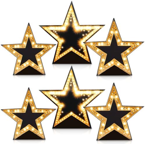 Leinuosen 6 Pcs 25.8"-31.5" Star Starry Night Movie Night Party Decorations Graduation Under the Stars Cardboard Cutout Stand-up Prom Award Homecoming Wedding Birthday Party Photo Prop Backdrop Decor by Leinuosen