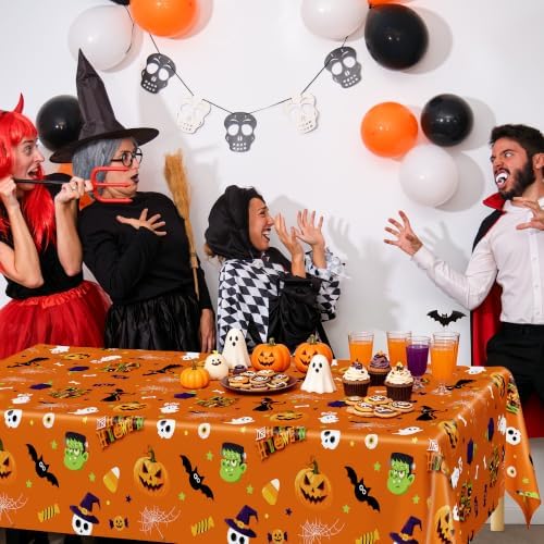 4 Pack Halloween Table Cloths 54" x 108" Plastic Purple Orange Tablecovers - Image 5
