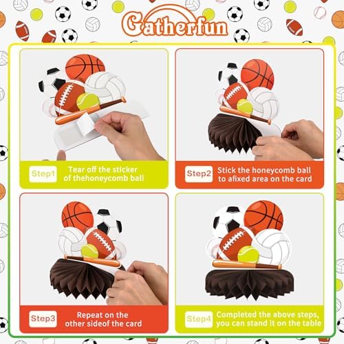 Sports Themed Party Decorations Kit - Honeycomb Centerpiece for Sports Birthday Party Decorations& Favors - Image 3