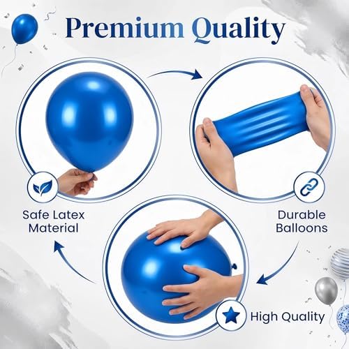 2 Sets of Chrome Blue Sliver Balloon Column Stand Kit, for Party Decor - Image 4