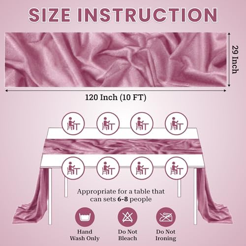 Pack of 12 Chiffon Table Runners 29 x 120 Inch, 10FT Long - Mauva - Image 3