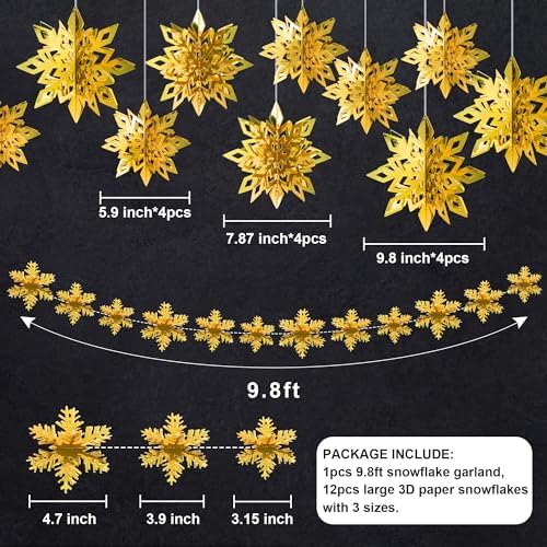 24PCS Hanging Snowflake Decorations Winter Wonderland Party Supplies - Image 2