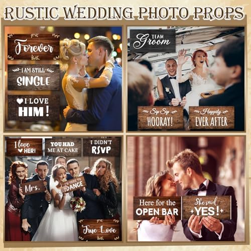 Beeveer 24 Designs Rustic Wedding Photo Booth Props,Double Sided PVC Selfie - Image 5