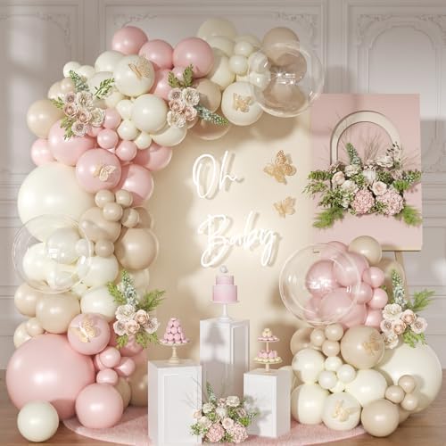 Dusty Pink Balloon Arch Kit for Birthday Decorations by NUTTYBASH