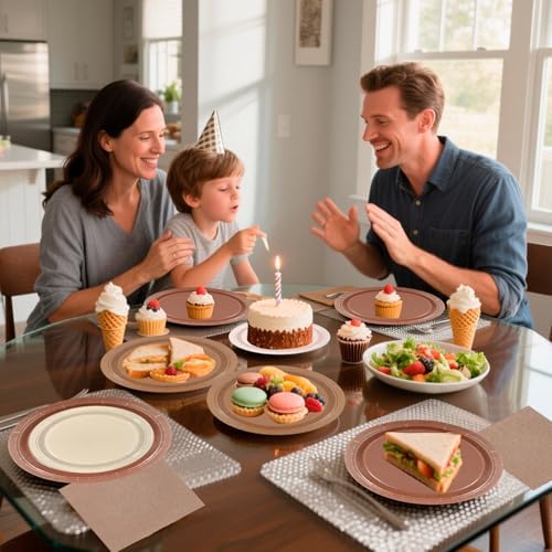 180Pcs Brown Party Supplies Boho Paper Plates and Napkins Serve 60 - Image 7