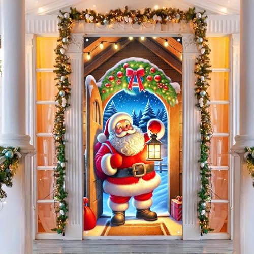 BlissYard Christmas Door Cover Cozy Cabin 35x71 Inch Polyester - Image 3