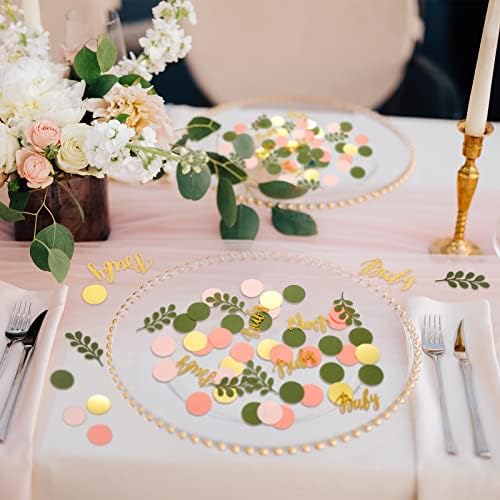 Minatee 400 Pcs Baby Shower Confetti Decorations Table Confetti Dots Gender Reveal Wedding Decor(Bright Color,Greenery Style) - Image 5
