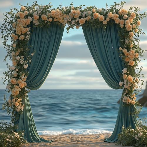 Dark Green Backdrop Curtains for Wedding Parties, 10x7FT Wrinkle Free Photo Backdrop Curtains for Wedding Birthday Party Baby Shower, Fabric Drape with Rod Pockets 5ft x 7ft, 2 Panels - Image 6