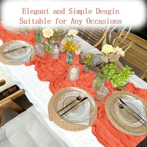 6 Pack Orange Cheesecloth Table Runner 20 x 120 inch Gauze Table Runners 10 FT Long,Semi Sheer Cheese Cloth Fabric Table Runner Bulk for Wedding,Party,Baby Shower,Bridal Shower Decoration - Image 5