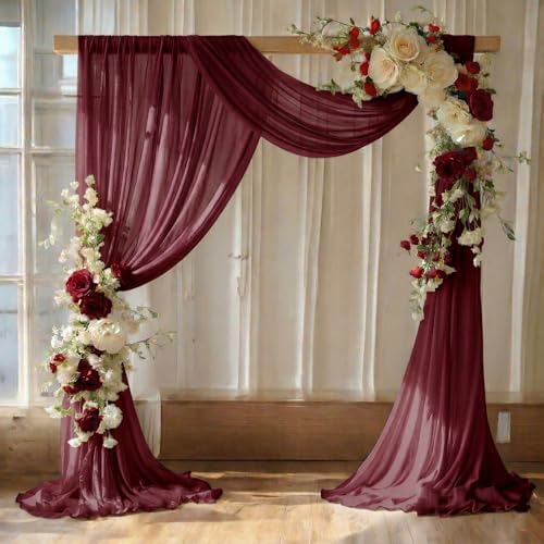 Pack of 1 Wedding Arch Drape Panel Fabric 30" x 100ft - Burgundy by MDS