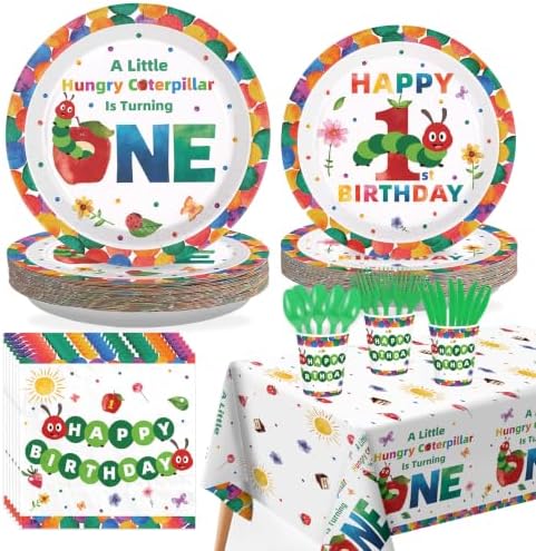 170Pcs Caterpillar 1st Birthday Party Decorations, Serves 24 by Greencian