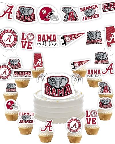 Alabama Crimson Tide Cake Topper & Party Decorations, Roll Tide 42 Pcs by PartyKandyDecorGifts