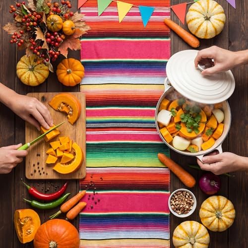Tegeme 2 Pcs Mexican Table Runners 14 x 84 Inch Cotton,Fresh Style - Image 6