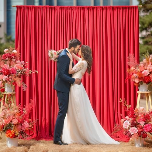 40x10FT Red Backdrop Curtains for Wedding Christmas, Wrinkle Free Polyester Photography Backdrop Drapes for Wedding Baby Shower Birthday Parties Stage Background Stand Decorations 4x10ft,10 Panels - Image 5
