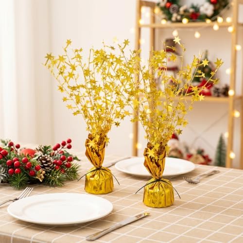 12 Pcs Party Decorations Centerpieces for Tables, Gold Metallic Foil Star Spray Table Centerpieces for Birthday New Year Wedding Anniversary Graduation Holiday Party Supplies - Image 6