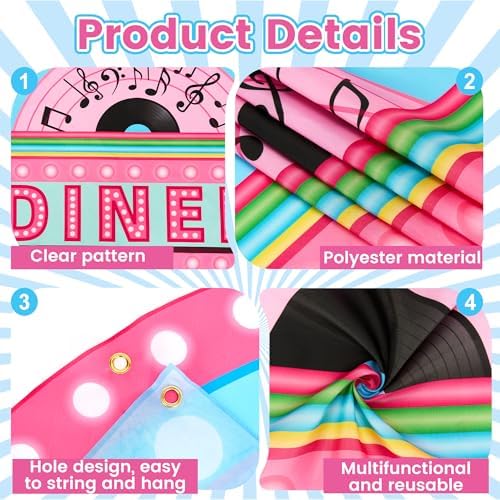 31 Pcs 50s Party Decorations Rock and Roll Sock Hop Birthday Party Supplies - Image 3