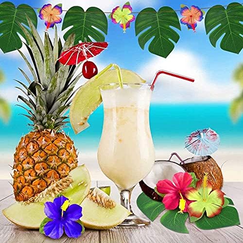 142Pcs Luau Party Decorations Fake Plant Palm Leave Monstera With Stems - Image 6