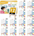 ESRICH 12 Set Mini Acrylic Paint Kit, Mini Stretched Canvas with Easel by ESRICH