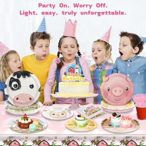 146PCS Farm Animals Party Supplies Paper Plates and Napkins Serve 36 - Image 4