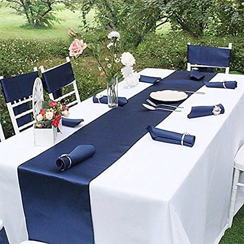 10-Pack Navy Blue 12 x 108 inches Long Premium Satin Table Runner - Image 7