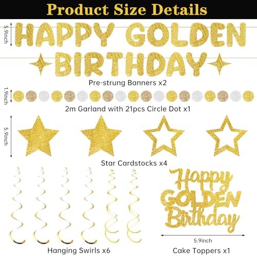 Happy Golden Birthday Party Decorations, Golden Bday Party Kit - Image 2