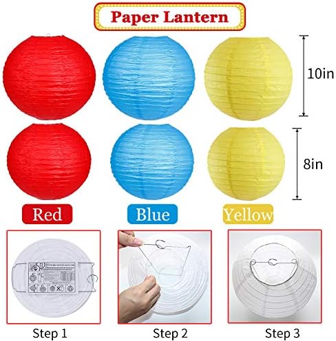 Paper Lanterns Paper Pom Poms Carnival Circus Party Decorations 15pcs - Image 3