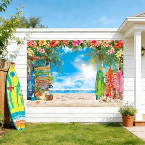 7x5ft Summer Hawaiian Beach Photography Tropical Luau Backdrop - Image 2