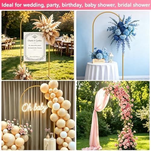 6 FT Metal Arch Backdrop Stand, Party Balloon Arch Stand - Image 6
