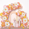 Boho Daisy Balloon Garland Arch Kit,JOGAMS 172Pcs Groovy Balloon Arch Kit with Daisy Flower Rose Gold Confetti Balloons for Boho Daisy Theme Birthday Baby Shower Wedding Groovy Party Decorations by JOGAMS