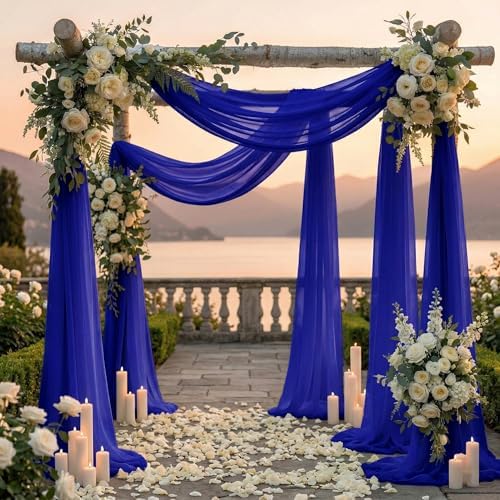 Pack of 2 Wedding Arch Drape Panel Fabric 30" x 100ft - Royal Blue - Image 4