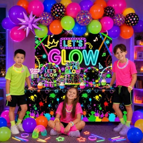 Glow Party Supplies, 243pcs Neon Glow Party Decorations for Birthday - Image 2