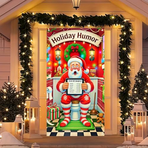 BlissYard Door Cover Christmas Santa Bathroom 35x71 Inch Polyester - Image 2
