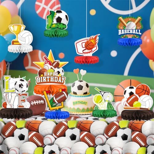 Sports Themed Party Decorations Kit - Honeycomb Centerpiece for Sports Birthday Party Decorations& Favors - Image 5