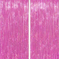 DECOCKRAT 2 Pack Foil Fringe Backdrop - Laser Pink Shiny Tinsel Curtains for Party Decoration/Photo Booth Props - 3.3x6.6 FT Metallic Foil Backdrop for Birthday, Wedding, Graduation, Christmas. by DECOCKRAT