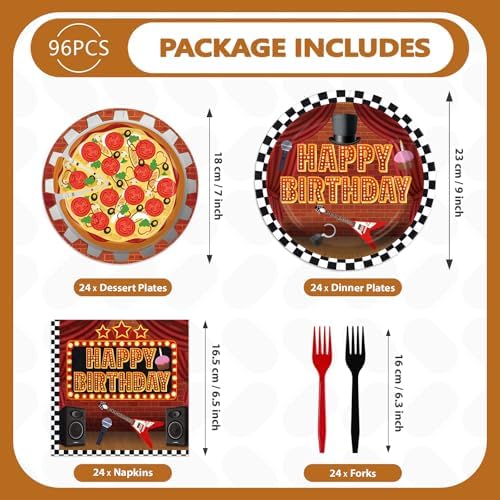 96Pcs Pizza Birthday Party Decorations, Serves 24 - Image 5
