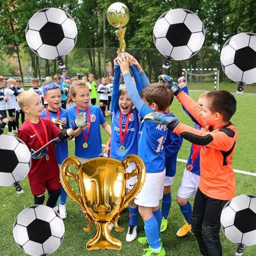 Soccer Party Balloons Set, 32 Inch Champion Trophy Mylar Foil Balloon and 6pcs Football Helium Foil Balloons, Sport Decor for Boys Kids Soccer Ball Fans Birthday Party Decoration Supplies - Image 4