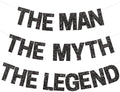BEISHIDA Black Glitter The Man The Myth The Legend Banner,Birthday Decorations for Men,Retirement Banner,Pre-Strung Birthday Party or Retirement Party Supplies(No DIY) by Beishida