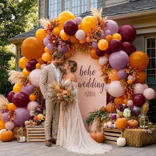 Fall Balloon Arch Garland Kit Double Stuffed Burnt Orange Burgundy Balloons - Image 7