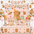 Xynic Pink Capybara Birthday Decorations Tableware Set Serves 25 Guests by Unknown