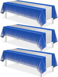 3Pcs Blue and Silver Tablecloth Party Decorations,Plastic Royal Blue Table Cloth Printed Silver Table Runner Disposable Rectangle Tables Cover for Anniversary Wedding Graduation 2025 Party,54x108 Inch by MASHAN
