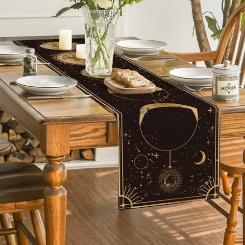 Artoid Mode Astrology Moon Magic Art Table Runner, Seasonal Mystical Gothic Kitchen Dining Table Decoration for Home Party Decor 13x120 Inch - Image 4