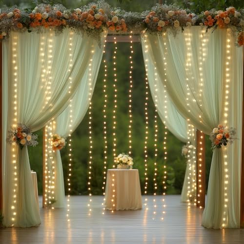 Wish Care 20x10FT Green Wrinkle Free Backdrop Curtains with Lights String for Parties - Photo Curtain Backdrop with Lights for Wedding Decorations, Bridal Baby Shower Birthday Party Photography - Image 7