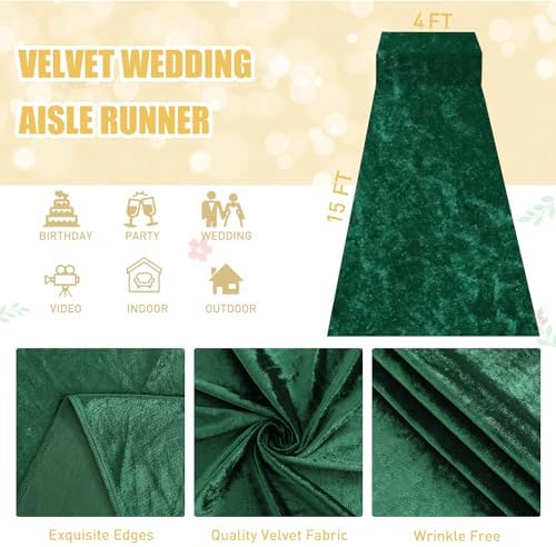 Wedding Decorations Aisle Runner for Wedding Ceremony Emerald Green Aisle Runners 4FTx15FT Bridal Runway Rustic Carpet Runner for Party Wedding Runner Aisle Outdoor for Beach Birthday Reception Decor - Image 2